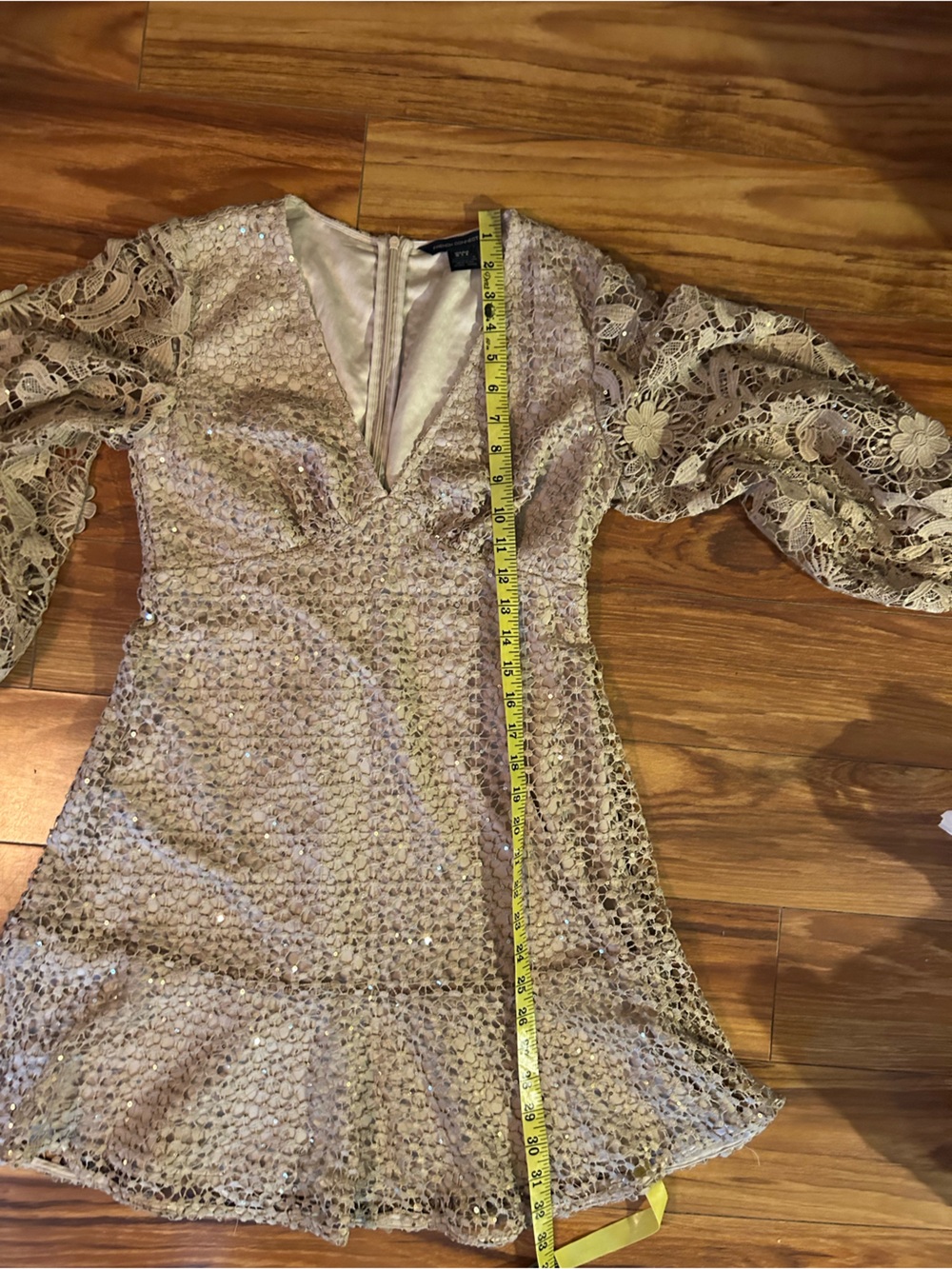 French Connection Nude Caballo Lace Sequined Mini Dress. Sz. 6 - Picture 14 of 15